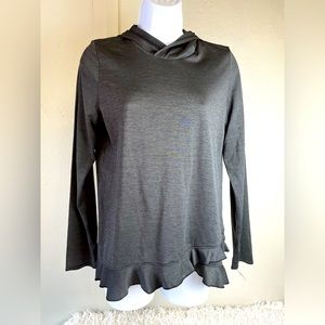 Sold…BCG Hooded Pullover Ruffled Bottom Long Sleeve Top